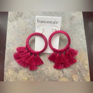 Francesca's Collections Red Bohemian Hoop Earrings